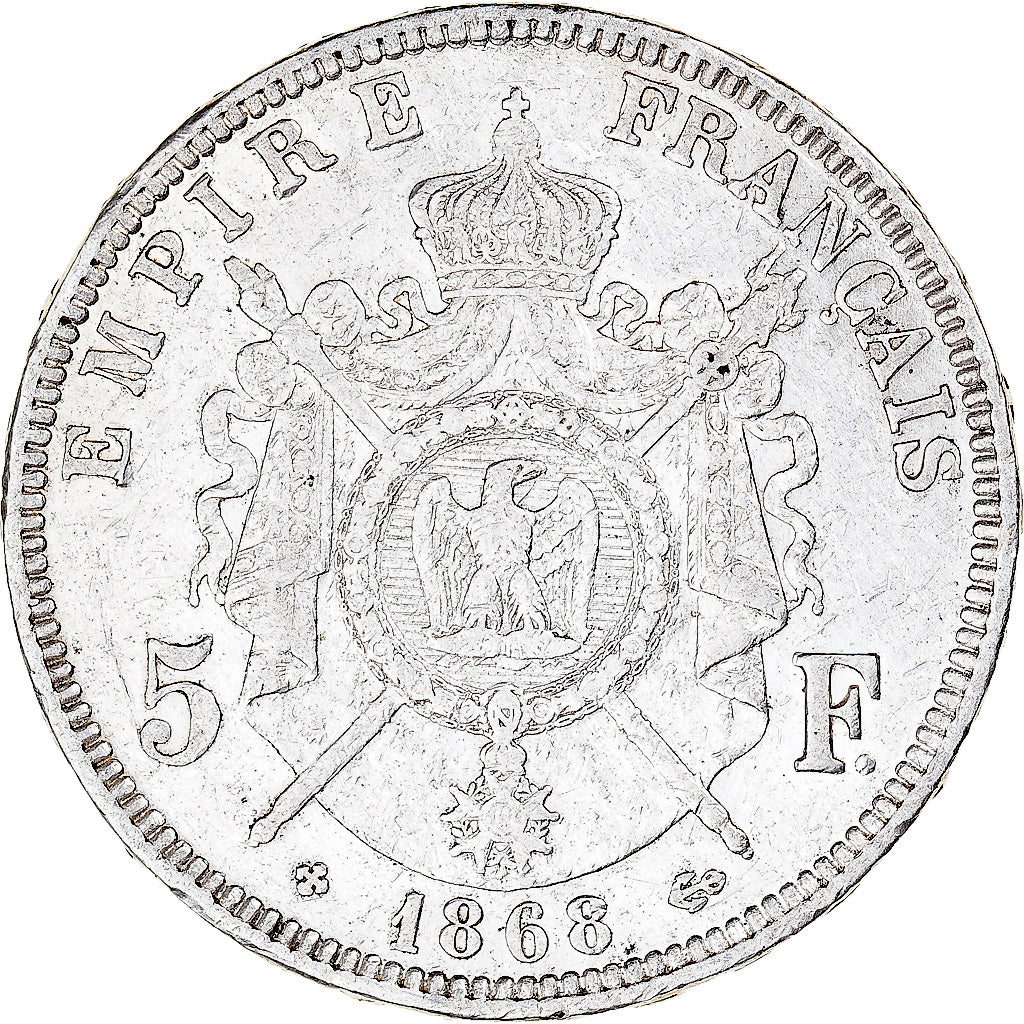 Coin, France, Napoléon III, 5 Francs, 1868, Strasbourg, EF(40-45), Silver