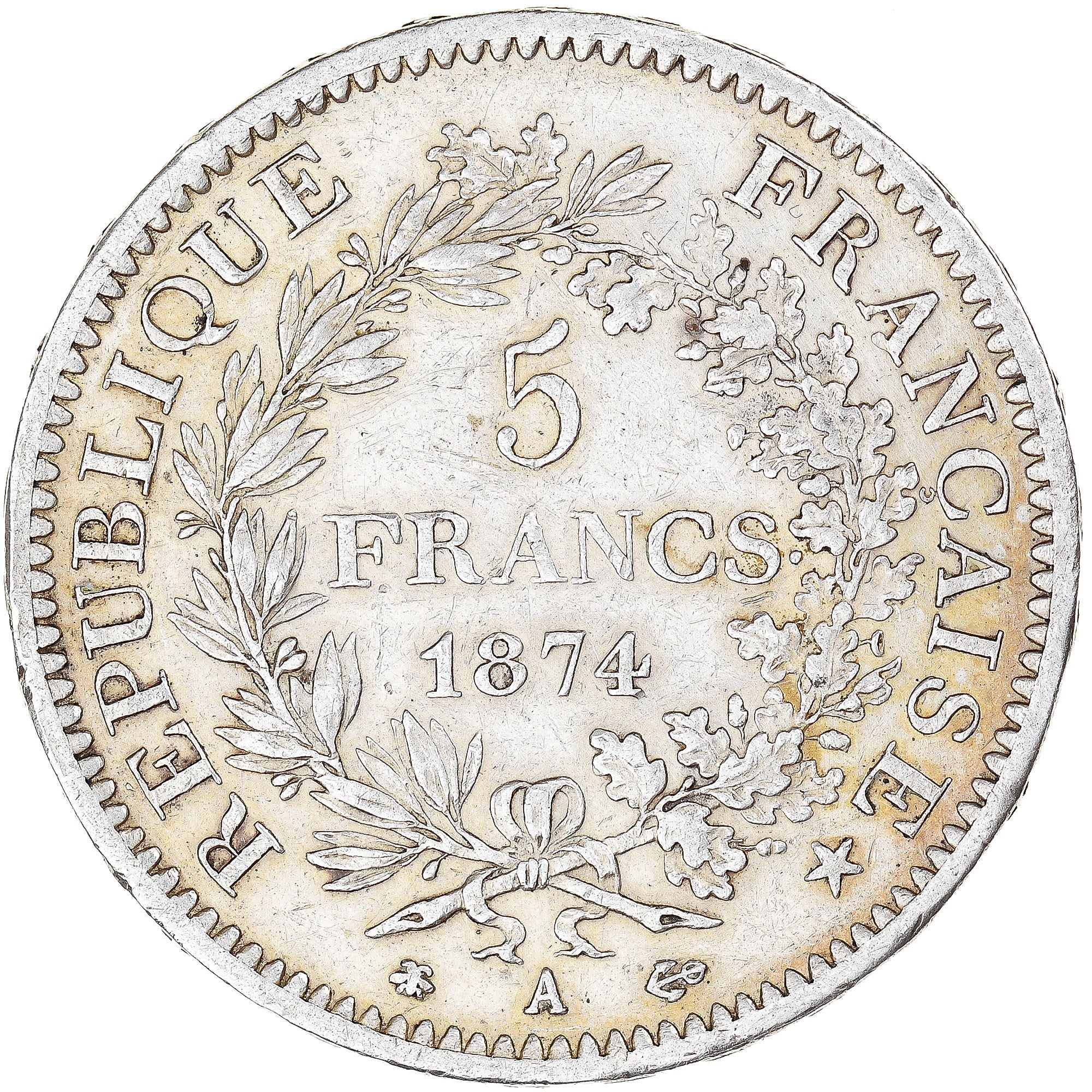 Monnaie, France, Hercule, 5 Francs, 1874, Paris, TTB, Argent, Gadoury:745a