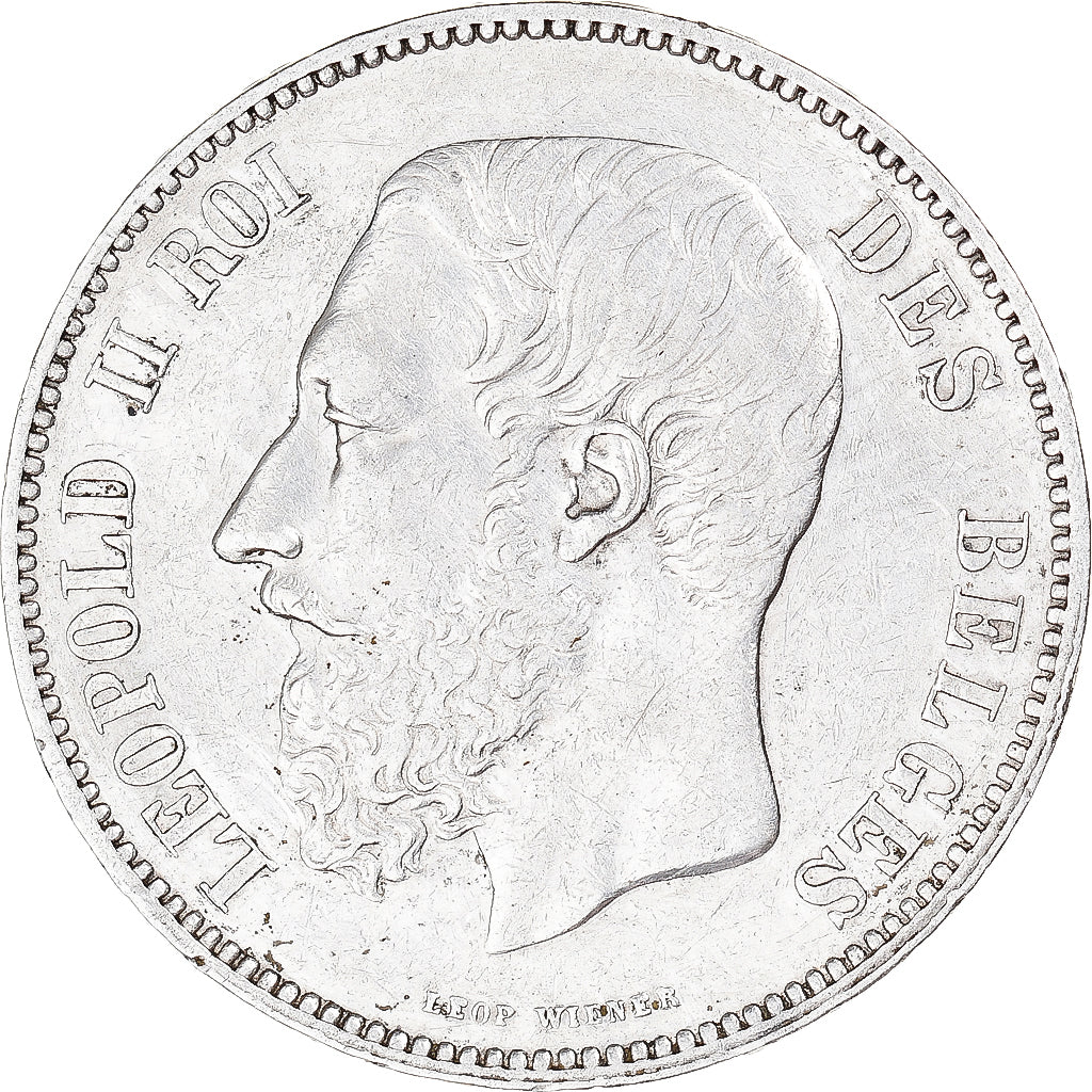 Coin, Belgium, 5 Francs, 1867, AU(50-53), Silver, KM:24