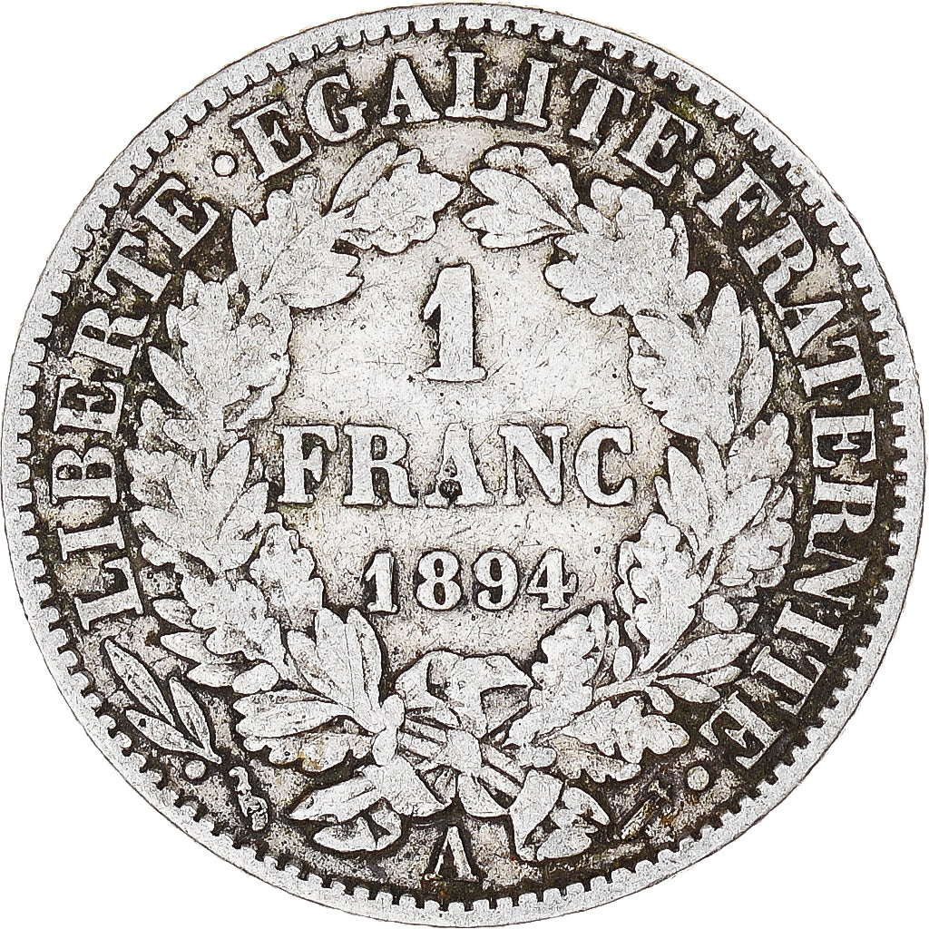 Münze, Frankreich, Cérès, Franc, 1894, Paris, S+, Silber, KM:822.1