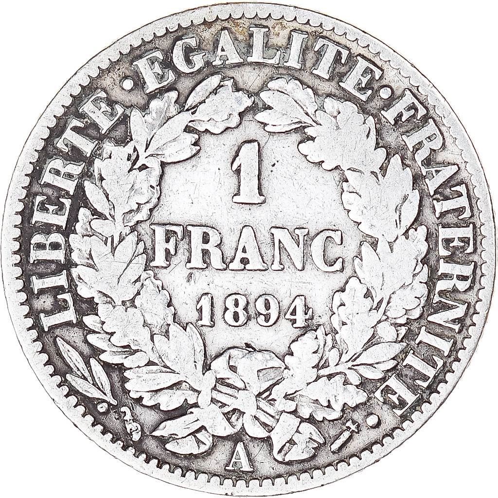 Coin, France, Cérès, Franc, 1894, Paris, VF(30-35), Silver, KM:822.1