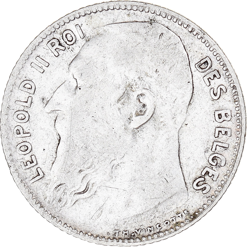Moeda, Bélgica, Franc, 1909, legende en francais, EF(40-45), Prata, KM:56.1