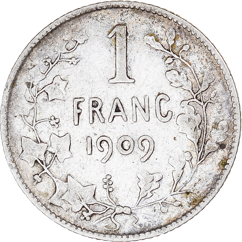 Moeda, Bélgica, Franc, 1909, legende en francais, EF(40-45), Prata, KM:56.1