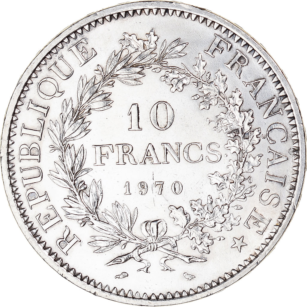 Moeda, França, Hercule, 10 Francs, 1970, Paris, MS(60-62), Prata, KM:932