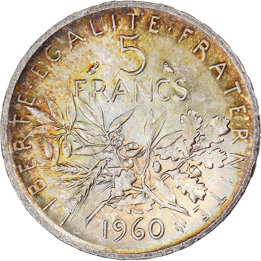 Coin, France, Semeuse, 5 Francs, 1960, MS(60-62), Silver, KM:926, Gadoury:770