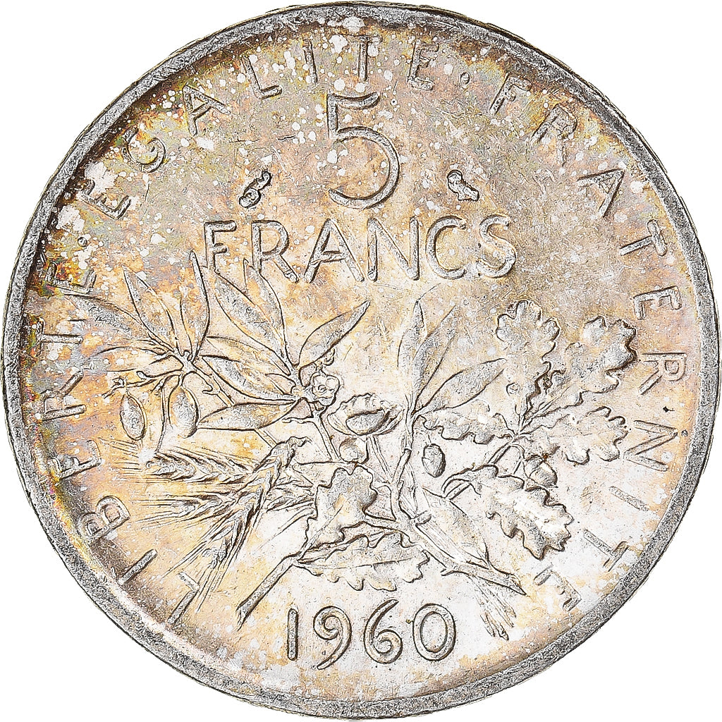 Coin, France, Semeuse, 5 Francs, 1960, MS(60-62), Silver, KM:926, Gadoury:770