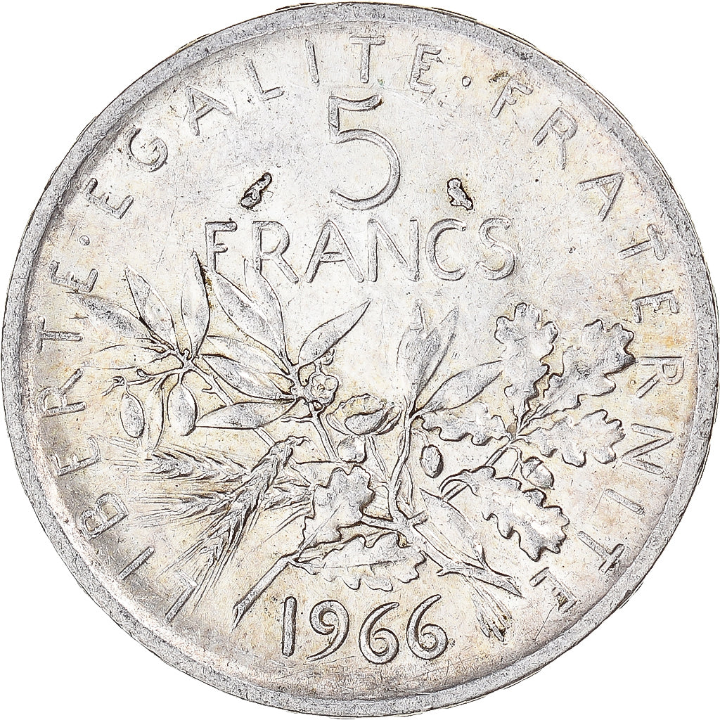 France, Semeuse, 5 Francs, 1966, Paris, EF(40-45), Silver, KM:926, Gadoury:770