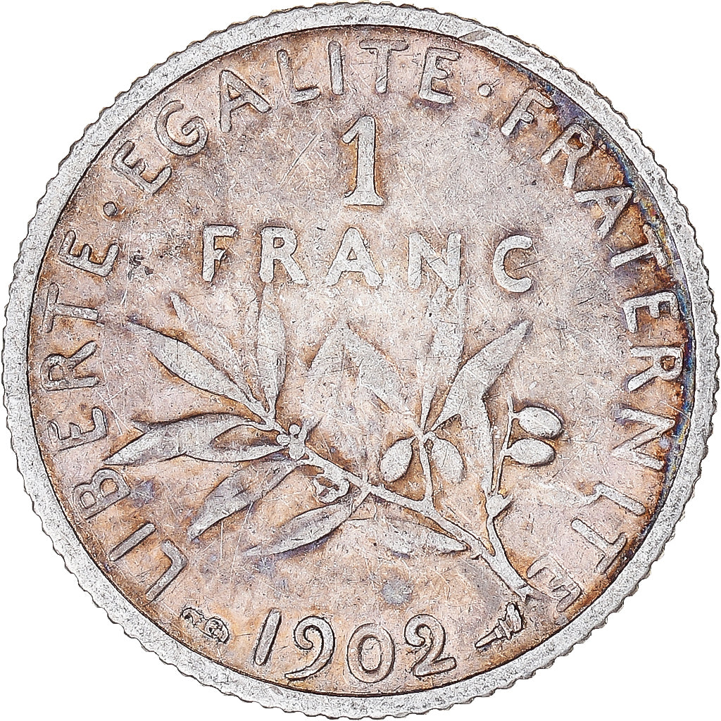 Coin, France, Semeuse, Franc, 1902, Paris, EF(40-45), Silver, KM:844.1
