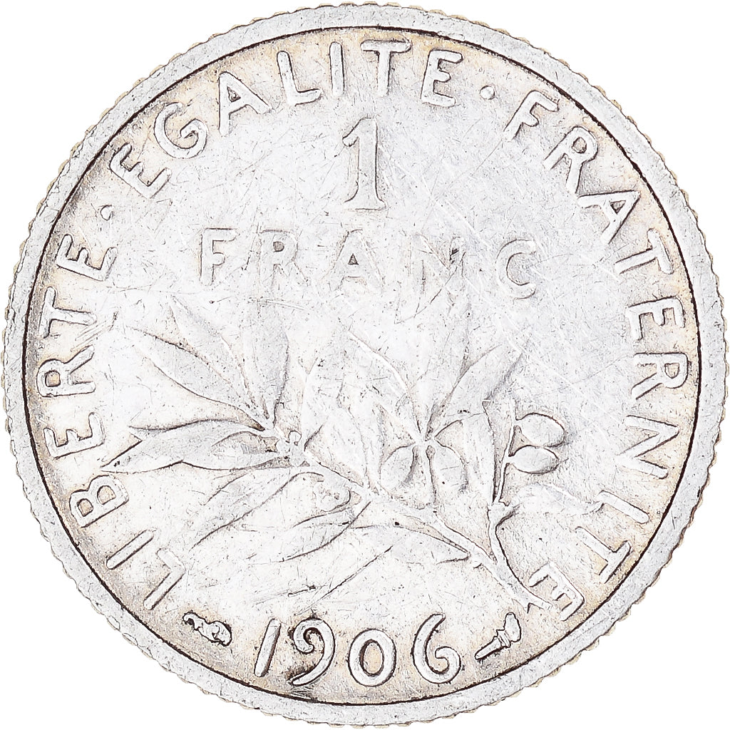 Moneda, Francia, Semeuse, Franc, 1906, BC+, Plata, KM:844.1, Gadoury:467