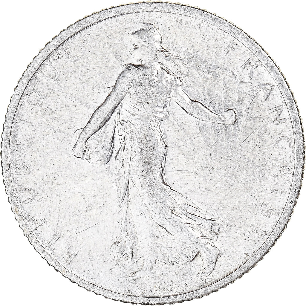 Moeda, França, Semeuse, Franc, 1912, Paris, AU(55-58), Prata, KM:844.1