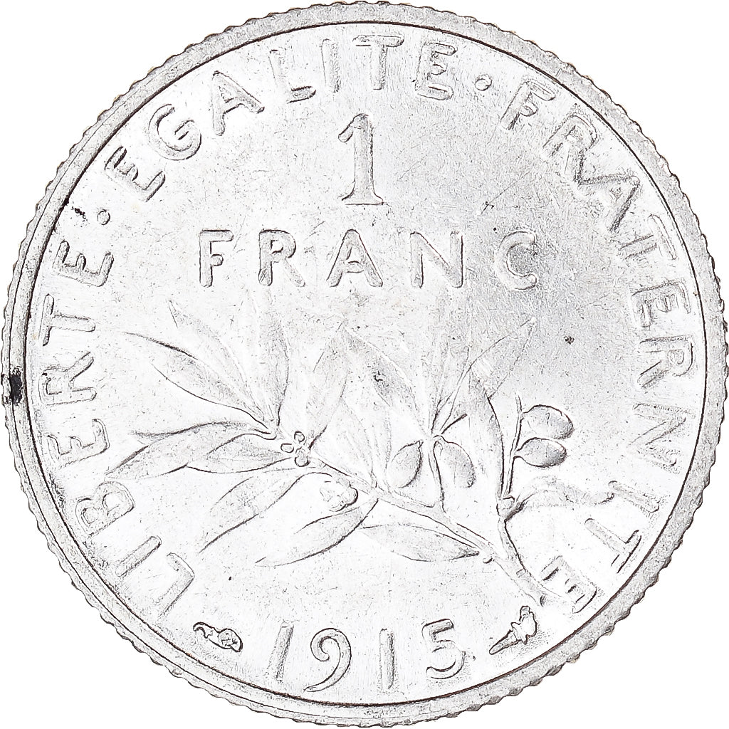 Coin, France, Semeuse, Franc, 1915, Paris, MS(60-62), Silver, KM:844.1