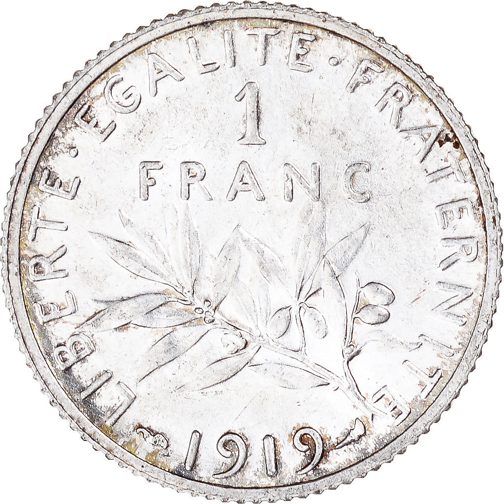 Moneda, Francia, Semeuse, Franc, 1919, Paris, EBC+, Plata, KM:844.1, Gadoury:467
