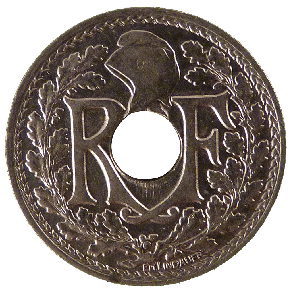 FRANCE, Lindauer, 25 Centimes, 1917, KM #867, AU(50-53), Nickel, 24, Gadoury...