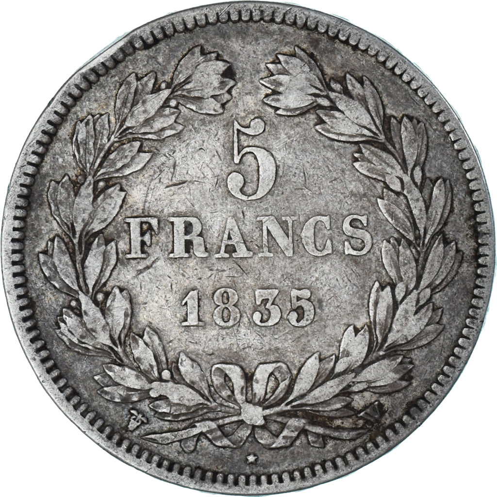 Coin, France, Louis-Philippe, 5 Francs, 1835, Lille, VF(30-35), Silver