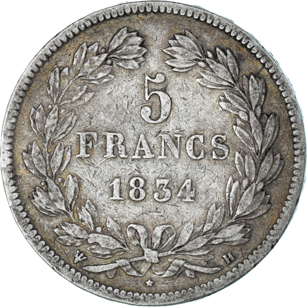 Coin, France, Louis-Philippe, 5 Francs, 1834, La Rochelle, VF(30-35), Silver