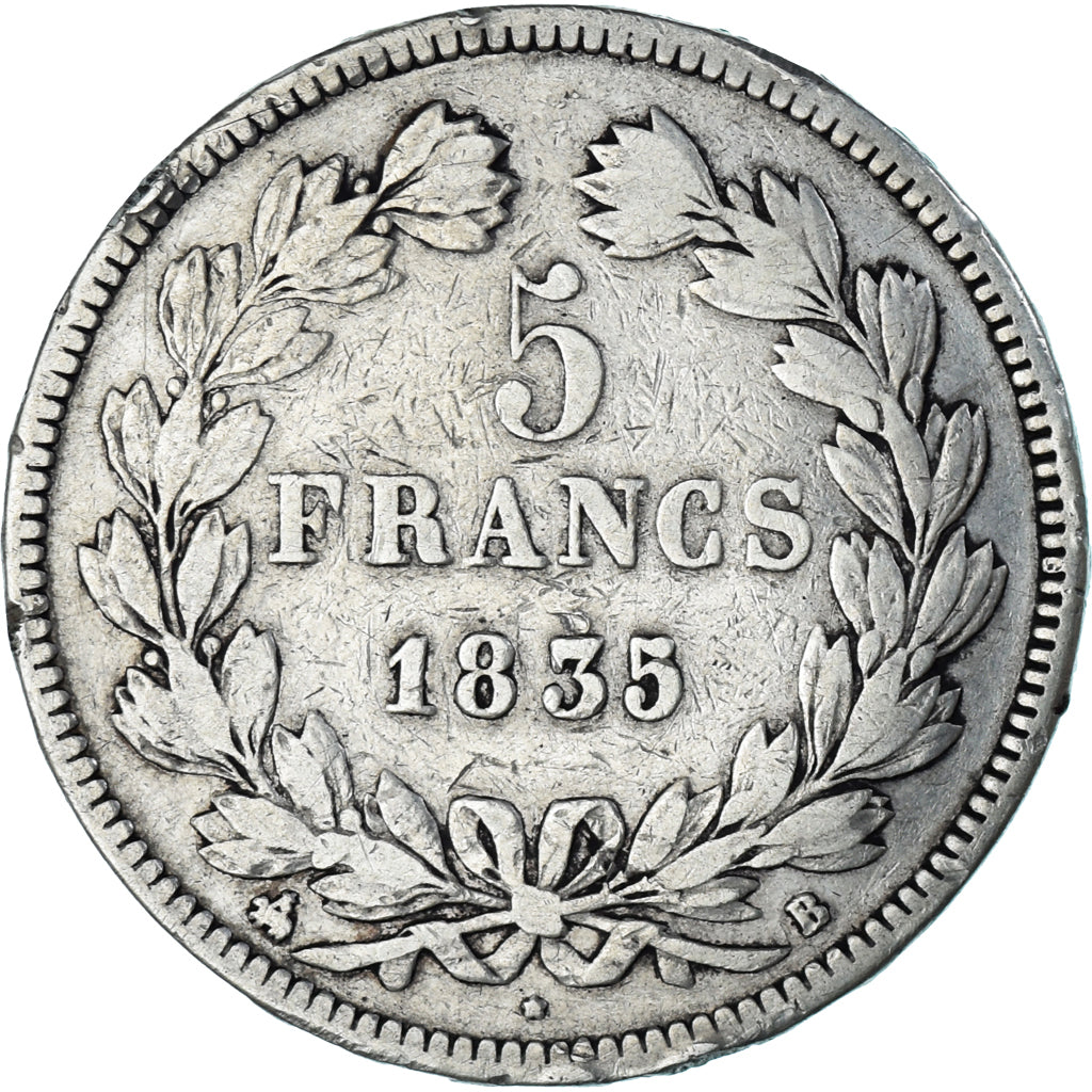 Coin, France, Louis-Philippe, 5 Francs, 1835, Rouen, VF(20-25), Silver