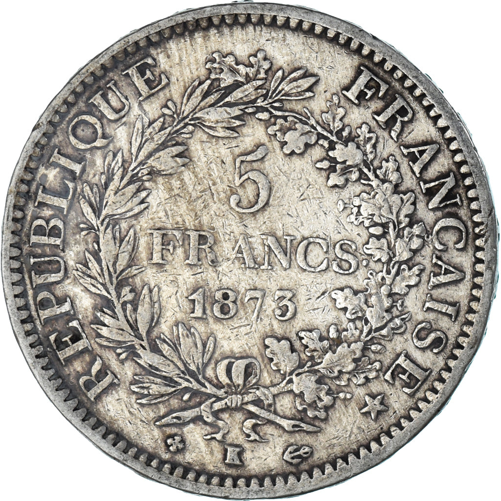 Coin, France, Hercule, 5 Francs, 1873, Bordeaux, VF(30-35), Silver, KM:820.2