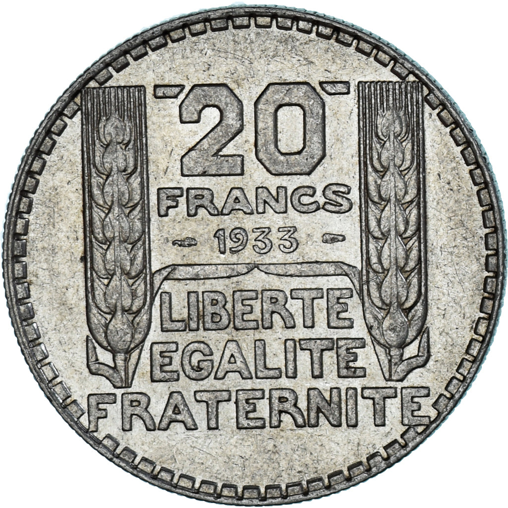 Monnaie, France, Turin, 20 Francs, 1933, Paris, Rameaux longs, SUP+, Argent