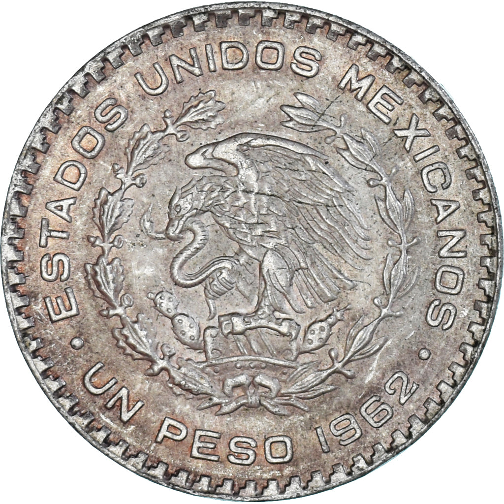 Coin, Mexico, Peso, 1962, Mexico City, AU(55-58), Silver, KM:459