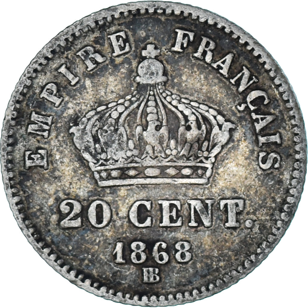 Moneda, Francia, Napoleon III, Napoléon III, 20 Centimes, 1868, Strasbourg