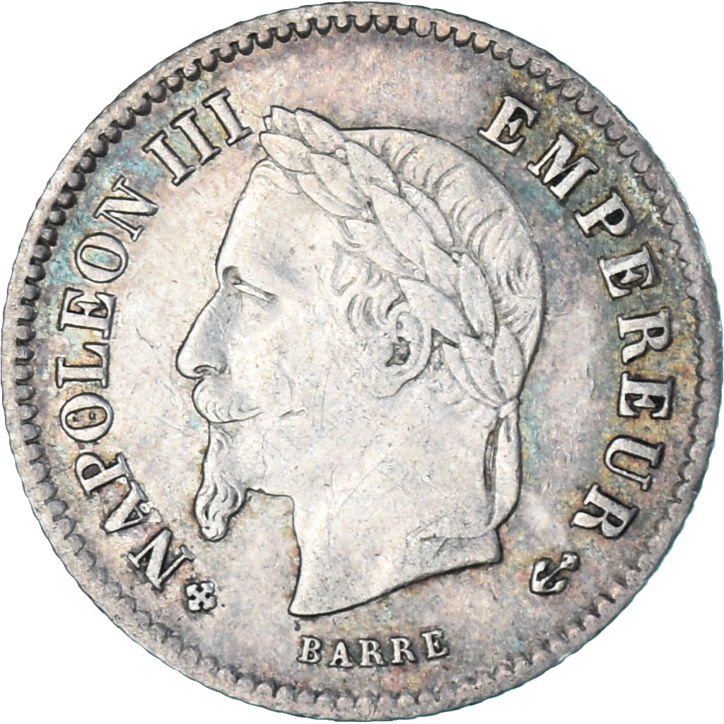 Francia, Napoleon III, 20 Centimes, 1867, Strasbourg, BB, KM:808.2