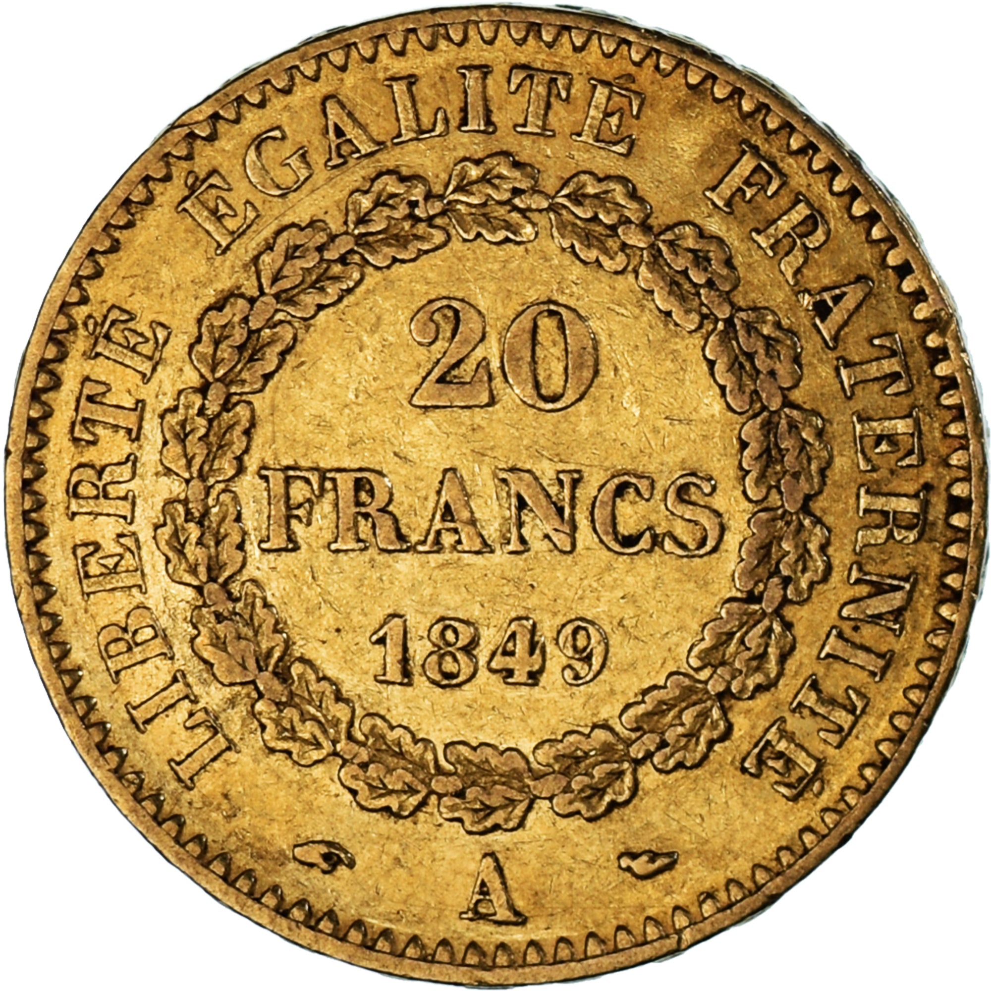 Moneta, Francia, Génie, 20 Francs, 1849, Paris, BB+, Oro, KM:757, Gadoury:1032