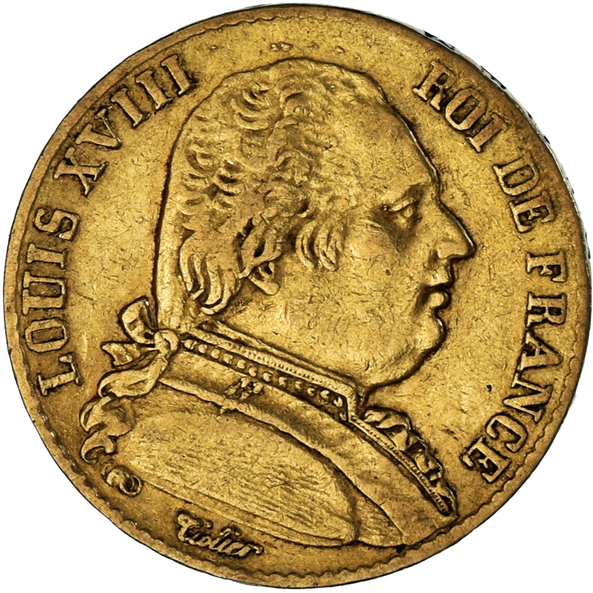 France, Louis XVIII, Louis XVIII, 20 Francs, 1814, Paris, VF(30-35), Gold