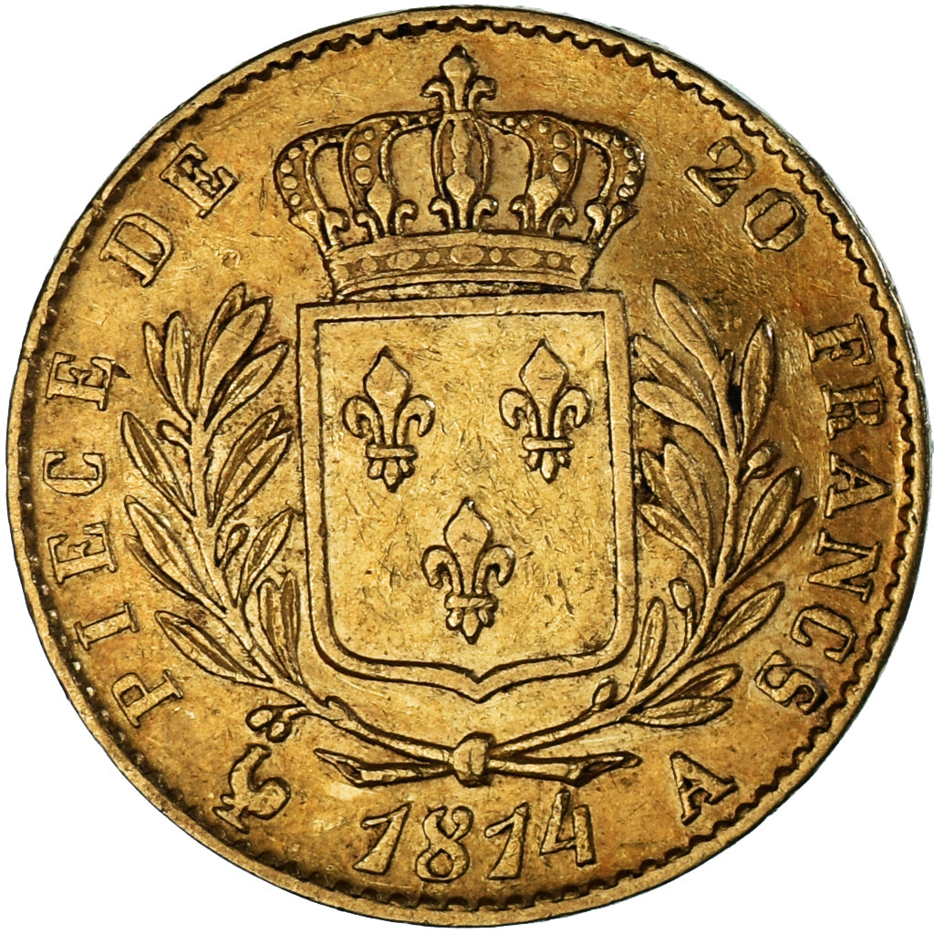 Monnaie, France, Louis XVIII, 20 Francs, 1814, Paris, TTB, Or, Gadoury:1026