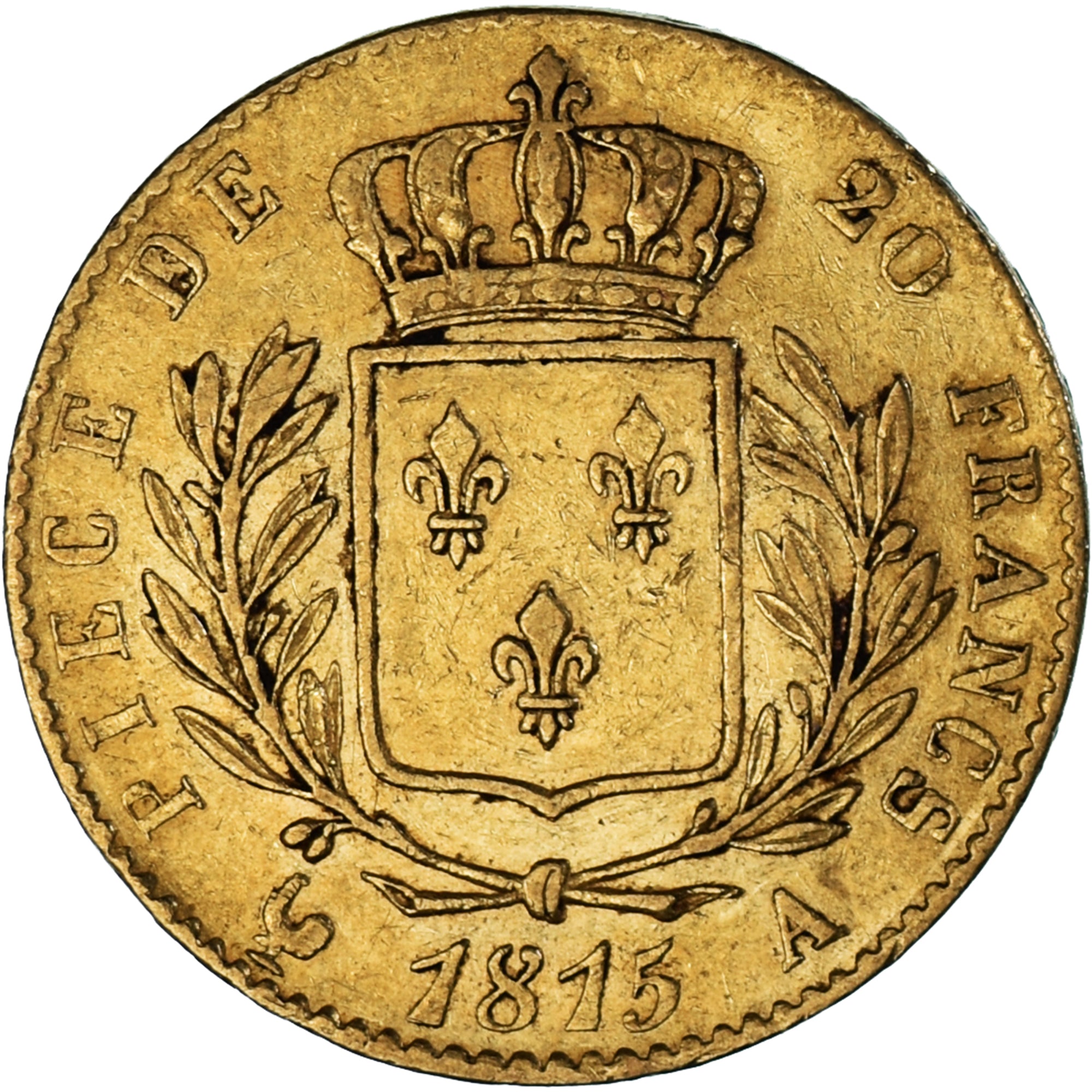 Moeda, França, Louis XVIII, 20 Francs, 1815, Paris, EF(40-45), Dourado