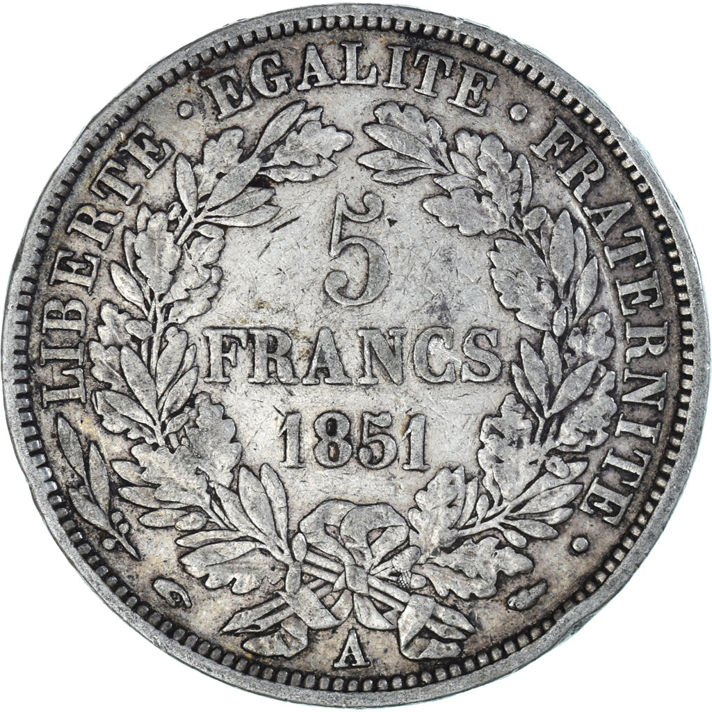 Coin, France, Cérès, 5 Francs, 1851, Paris, VF(20-25), Silver, KM:761.1