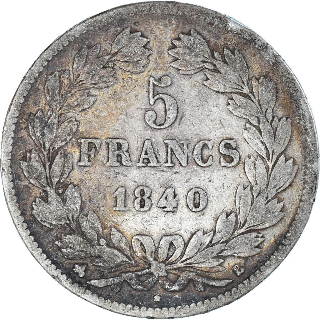Coin, France, Louis-Philippe, 5 Francs, 1840, Rouen, VF(20-25), Silver