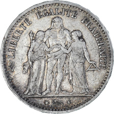 Coin, France, Hercule, 5 Francs, 1873, Bordeaux, VF(30-35), Silver, KM:820.2
