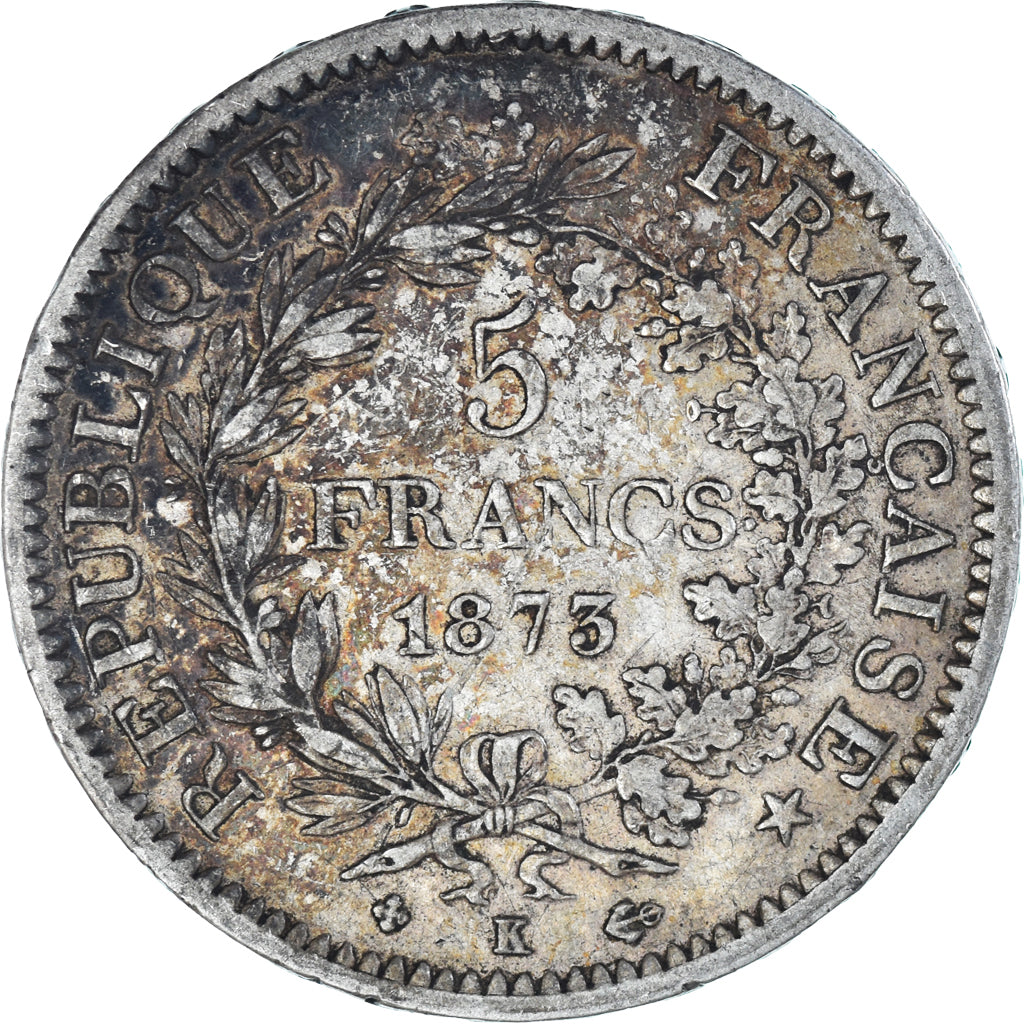 Coin, France, Hercule, 5 Francs, 1873, Bordeaux, VF(30-35), Silver, KM:820.2