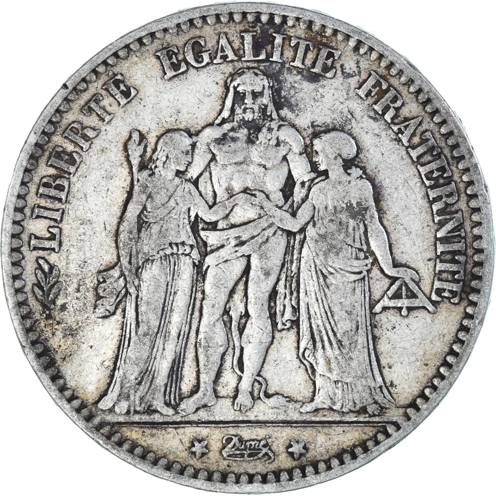 Coin, France, Hercule, 5 Francs, 1875, Bordeaux, VF(30-35), Silver, KM:820.2