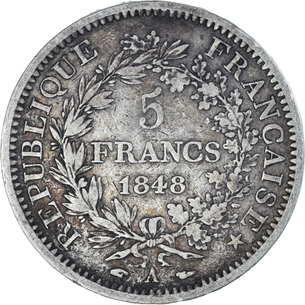 Frankreich, Hercule, 5 Francs, 1848, Paris, S+, Silber, KM:756.1
