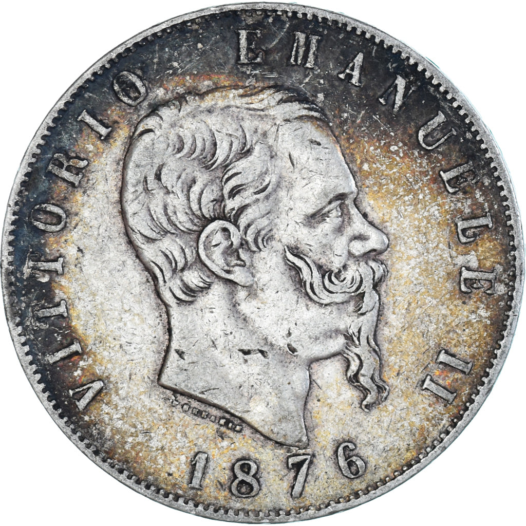 Coin, Italy, Vittorio Emanuele II, 5 Lire, 1876, Rome, EF(40-45), Silver, KM:8.4