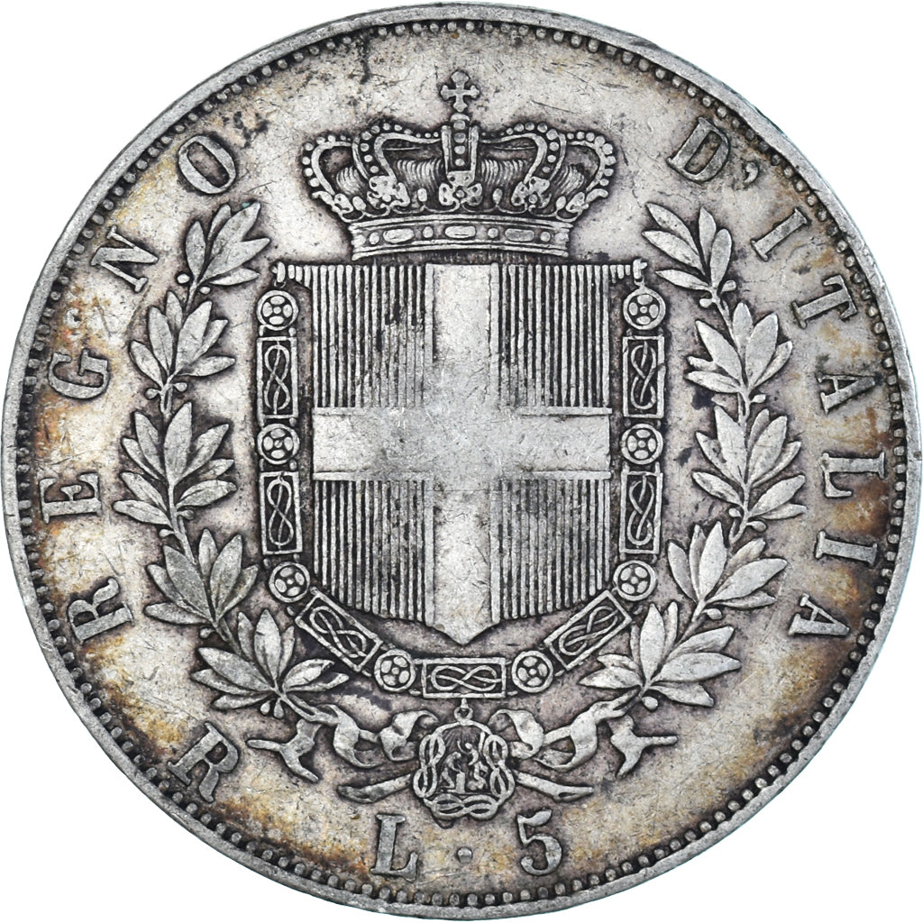 Coin, Italy, Vittorio Emanuele II, 5 Lire, 1876, Rome, EF(40-45), Silver, KM:8.4