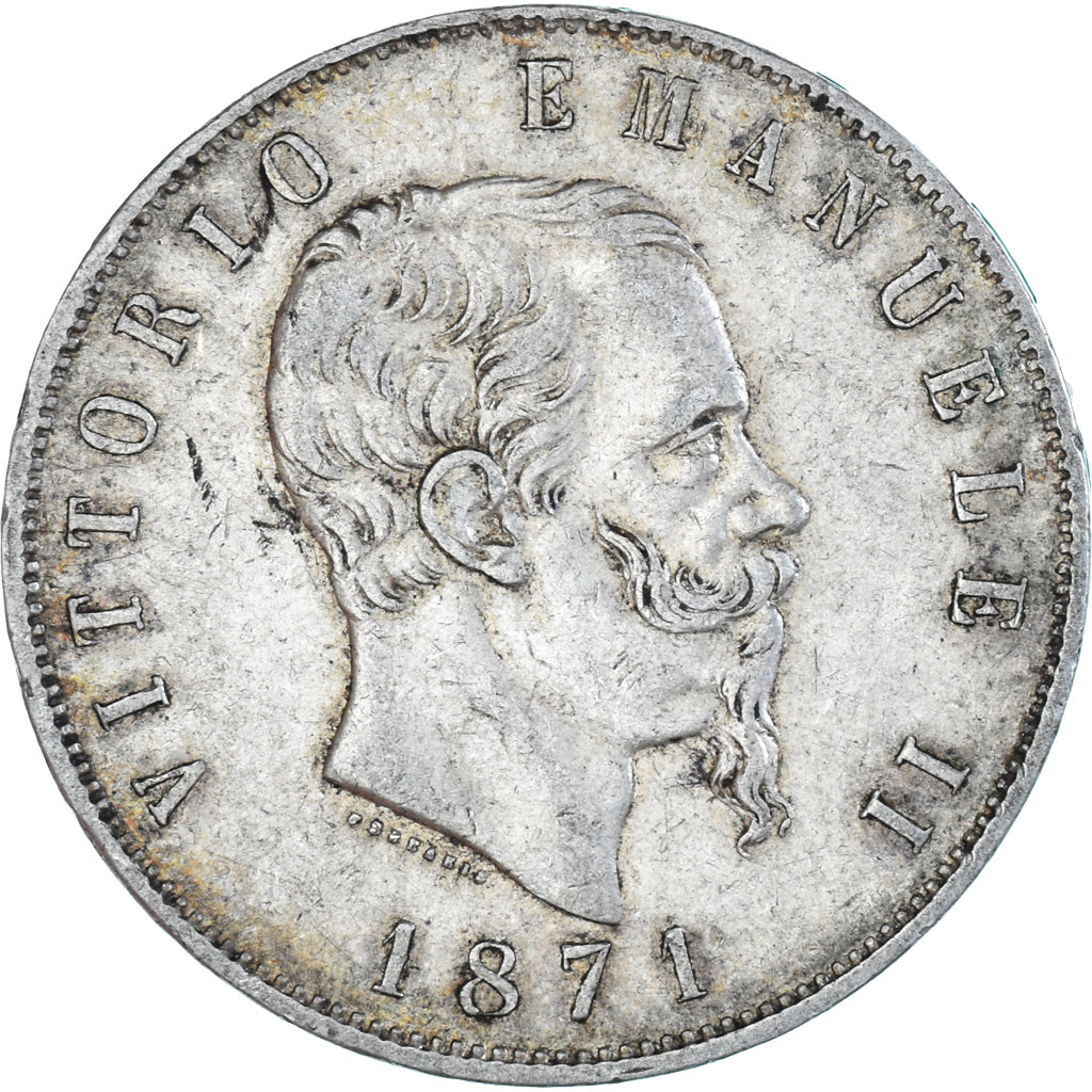 Münze, Italien, Vittorio Emanuele II, 5 Lire, 1871, Milan, SS, Silber, KM:8.3