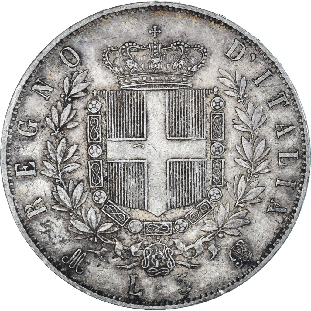 Münze, Italien, Vittorio Emanuele II, 5 Lire, 1871, Milan, SS, Silber, KM:8.3