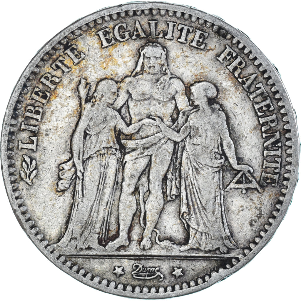 Moneta, Francia, Hercule, 5 Francs, 1873, Bordeaux, MB+, Argento, KM:820.2