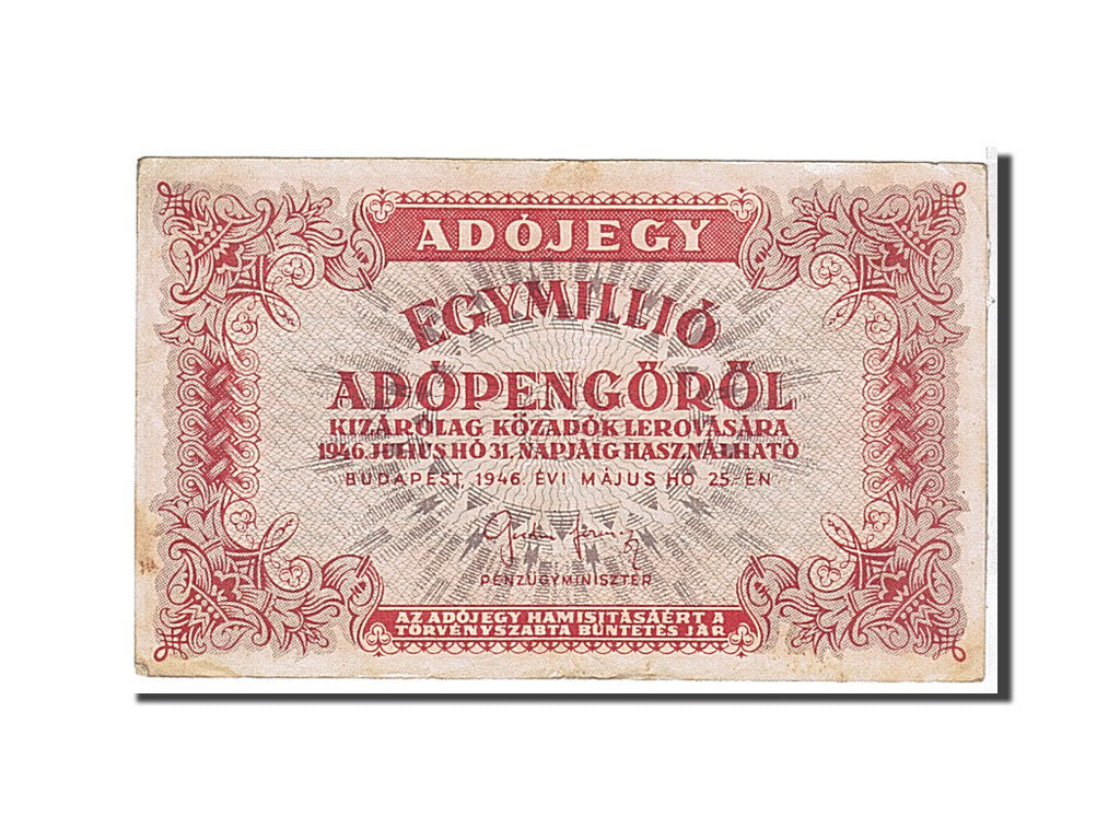 Hungary, 1,000,000 (Egymillió) Adópengö, 1946, KM #140c, EF(40-45)