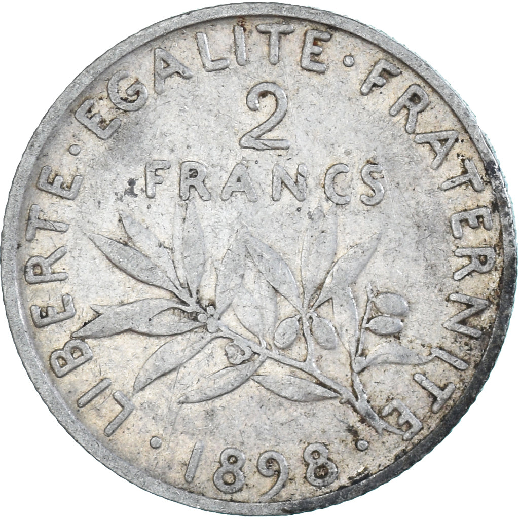 Moneta, Francja, Semeuse, 2 Francs, 1898, Paris, EF(40-45), Srebro, KM:845.1
