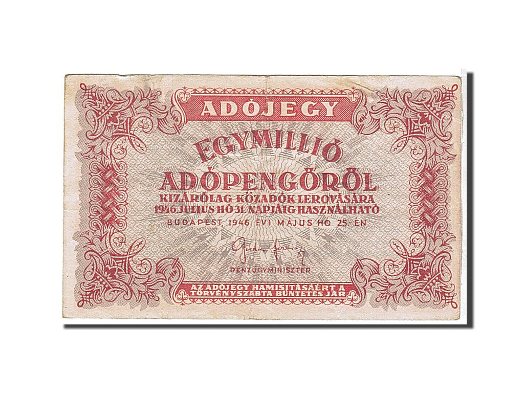 Banknote, Hungary, 1,000,000 (Egymillió) Adópengö, 1946, KM:140c, EF(40-45)