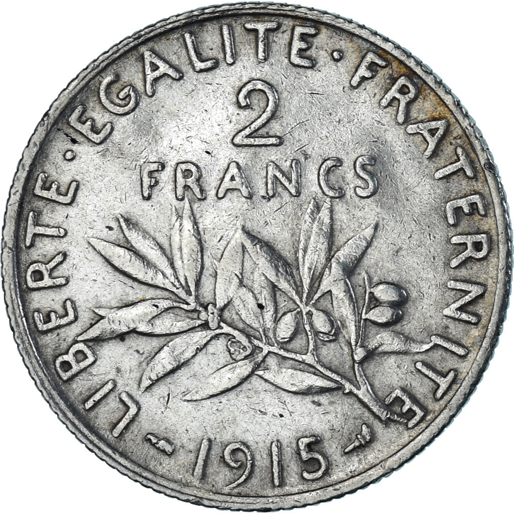 Moneta, Francia, Semeuse, 2 Francs, 1915, Paris, BB, Argento, KM:845.1