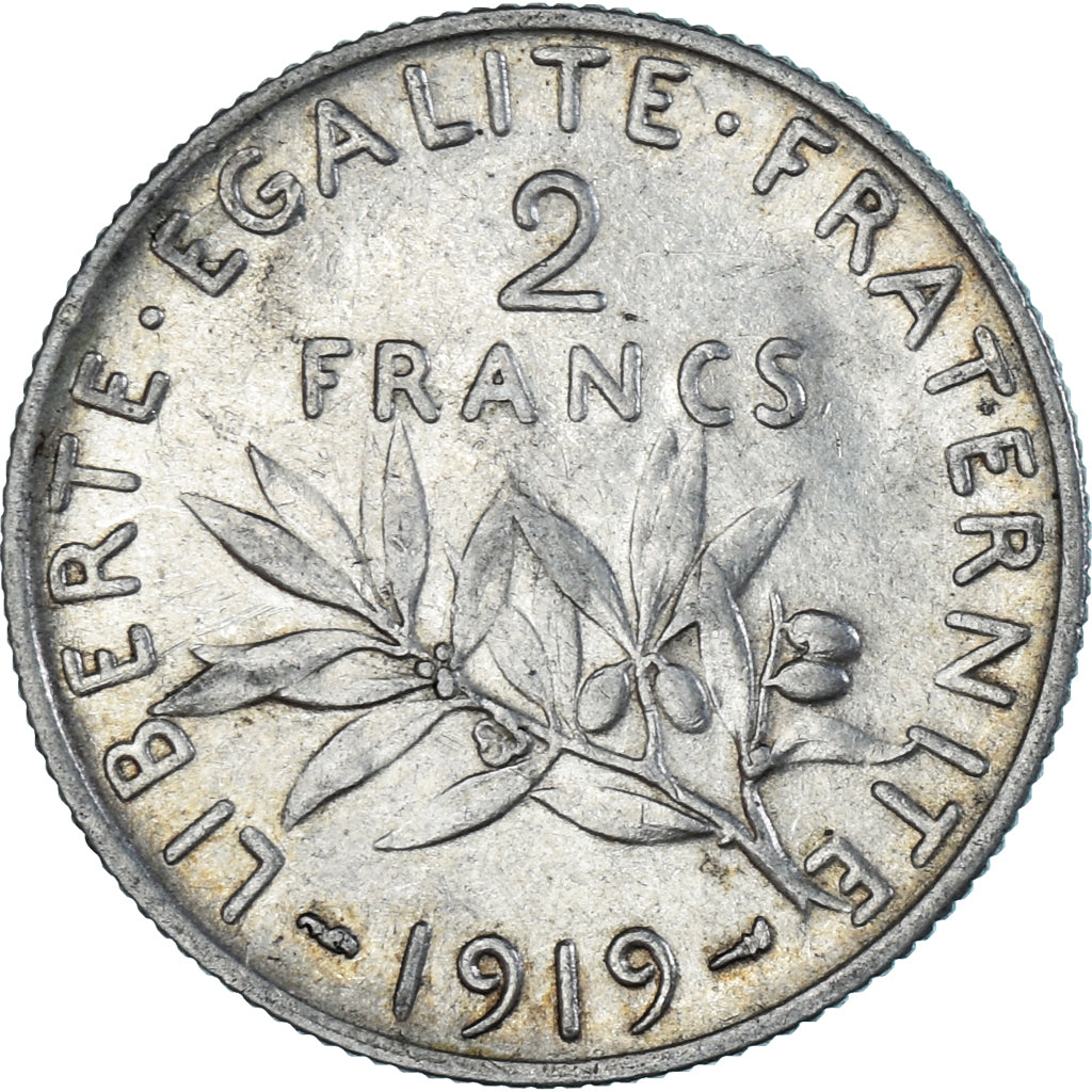 Moneta, Francia, Semeuse, 2 Francs, 1919, Paris, BB, Argento, KM:845.1