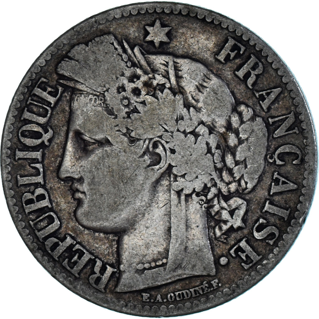 Coin, France, Cérès, 2 Francs, 1871, Bordeaux, VF(30-35), Silver, KM:817.2