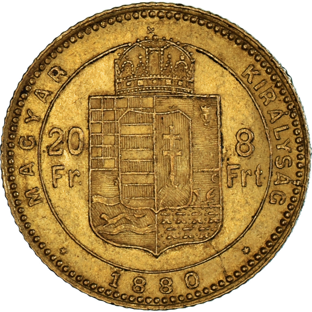 Moeda, Hungria, Franz Joseph I, 8 Forint 20 Francs, 1880, Kormoczbanya
