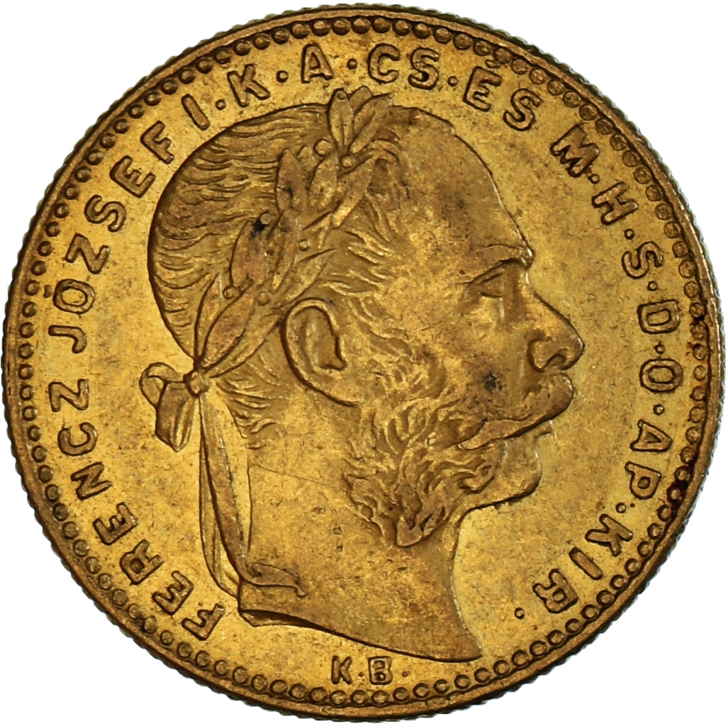 Moneta, Ungheria, Franz Joseph I, 8 Forint 20 Francs, 1890, BB+, Oro, KM:477