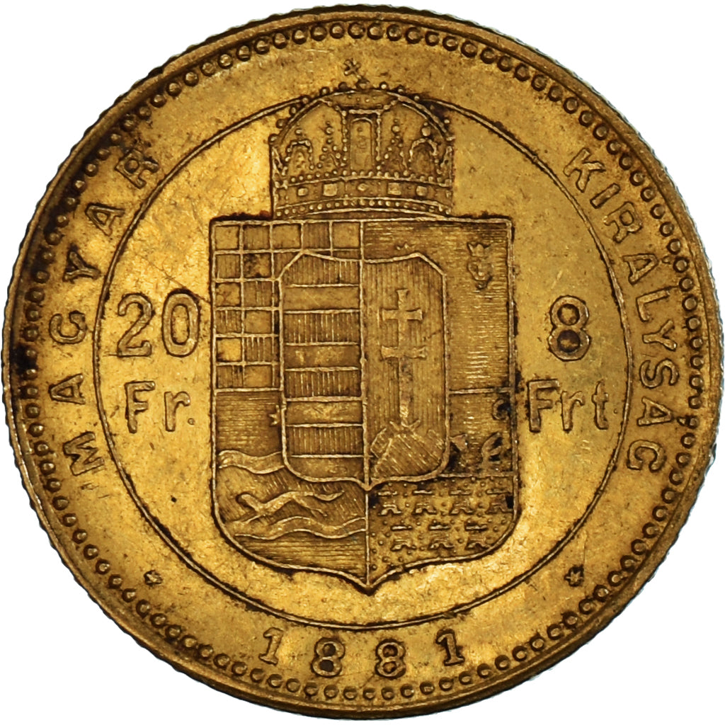 Munten, Hongarije, Franz Joseph I, 8 Forint 20 Francs, 1881, Kormoczbanya, PR