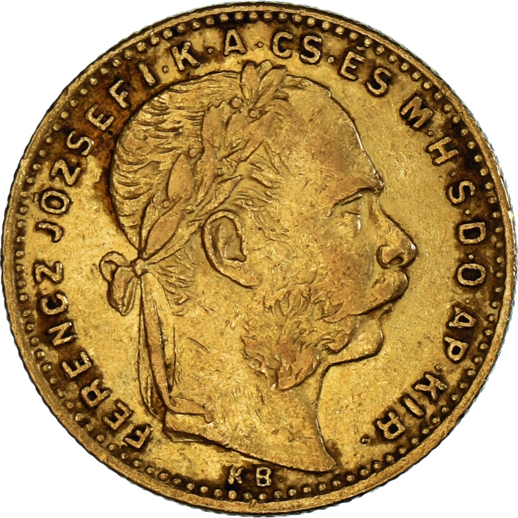 Moneda, Hungría, Franz Joseph I, 8 Forint 20 Francs, 1887, Kormoczbanya, MBC+